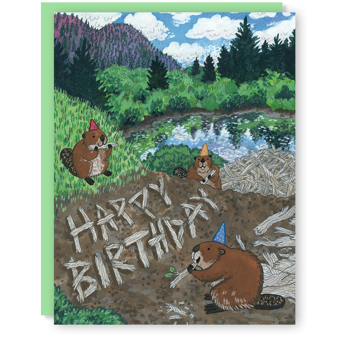 Beaver Birthday Card